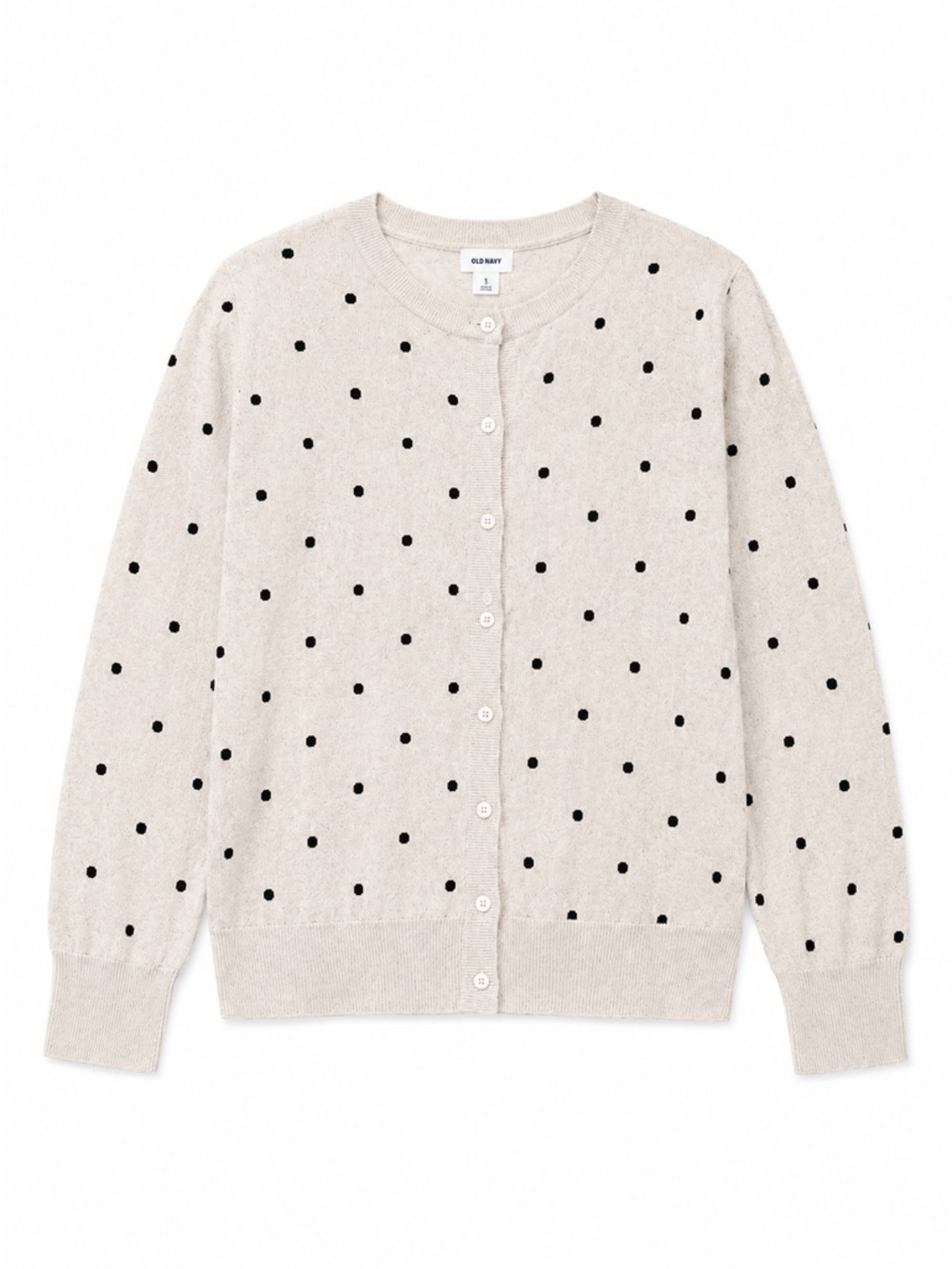 Old Navy Gray Cardigan Sweater with Black Polka Dots | Size XL